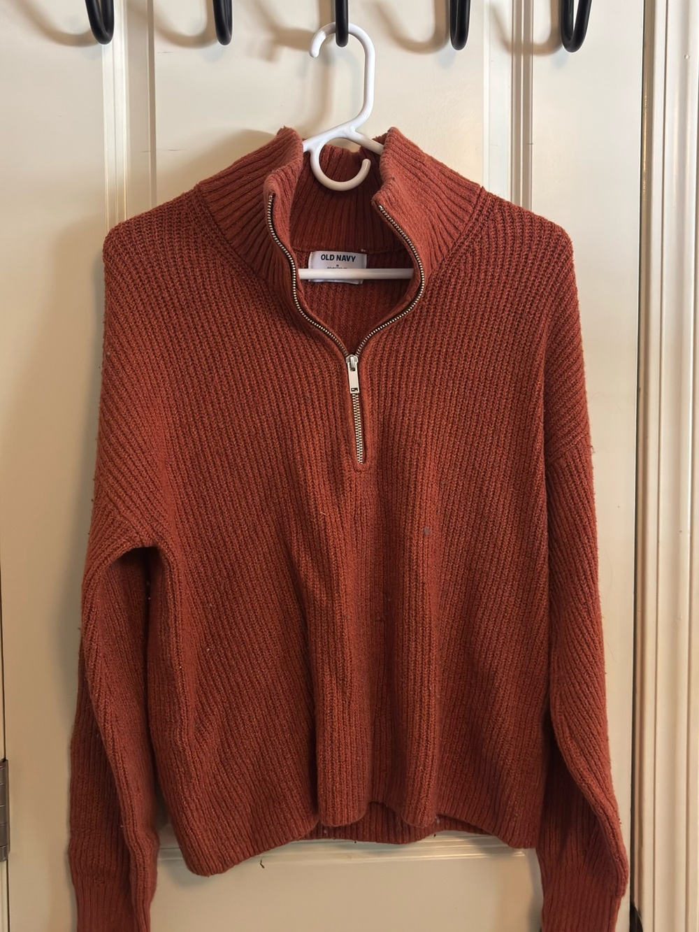 Old Navy Burnt Orange Half-Zip Ribbed Sweater